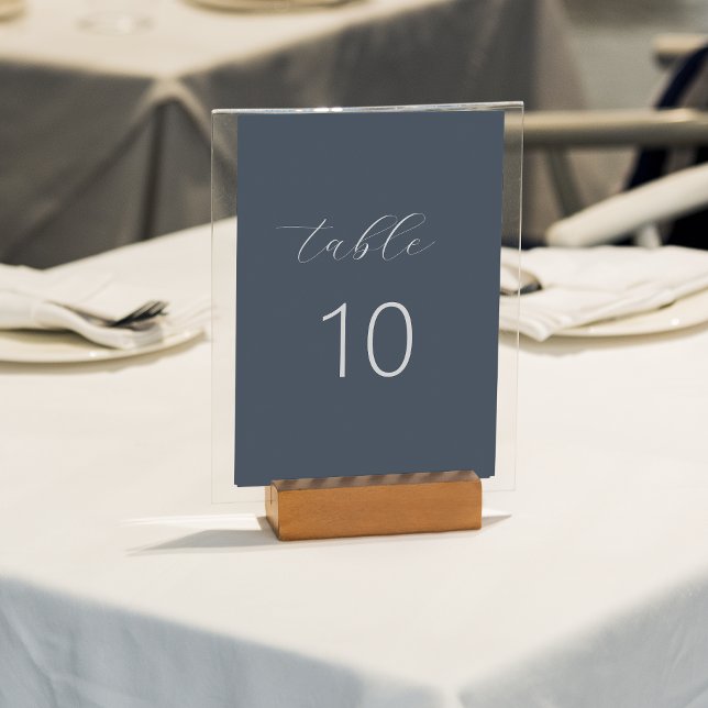 Classic Formal Navy Blue Monogram Script Wedding Table Number (Creator Uploaded)