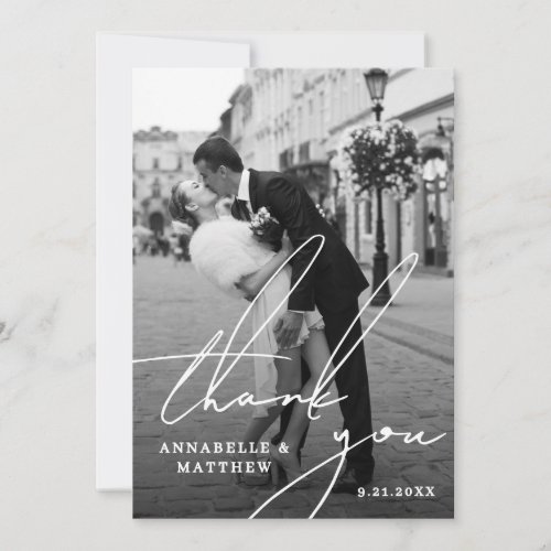 Classic Formal Photo Wedding Thank You Card