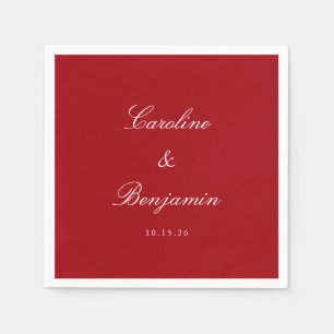 Classic Formal Script Elegant Wedding Custom Red Napkins