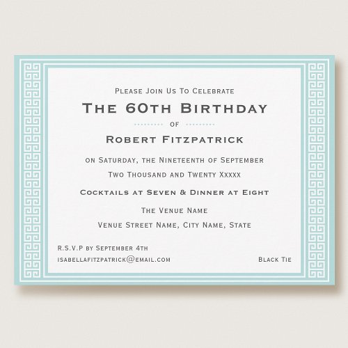 Classic Formal Style Custom Age Birthday 60th Mint Invitation