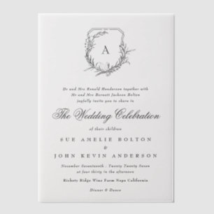 classic formal traditional monogram wedding vellum invitations