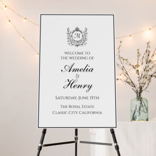 Classic Formal Wedding Crest Welcome Sign