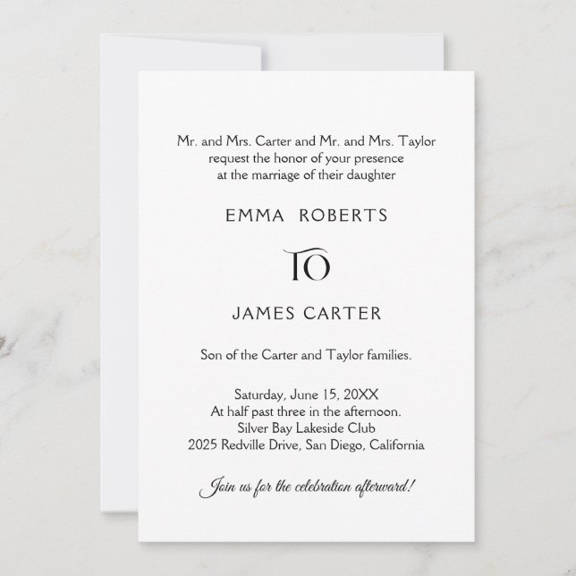 Classic Formal Wedding Invitation (Front)