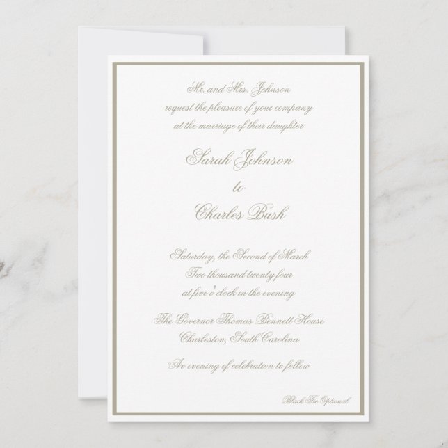 Classic Formal Wedding Invitation (Front)