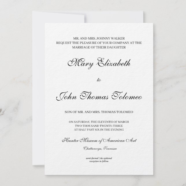 Classic Formal Wedding Invitation (Front)