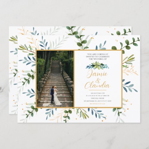 Classic formal wedding invitations eucalyptus 