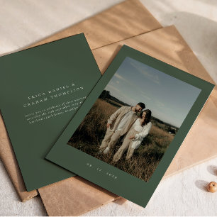 Classic Formal Wedding Photo Dark Green Invitation