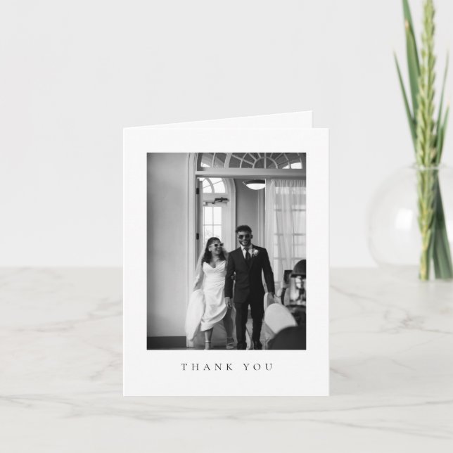 Classic Formal Wedding Photo QR Code Folded Letterpress Thank You Card (Front)