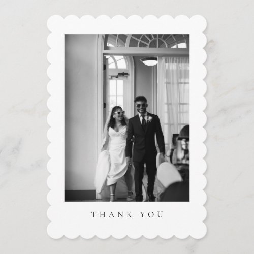 Classic Formal Wedding Photo QR Code Scalloped Thank You Card