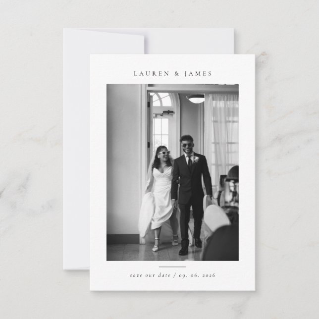 Classic Formal Wedding Photo Save the Date (Front)