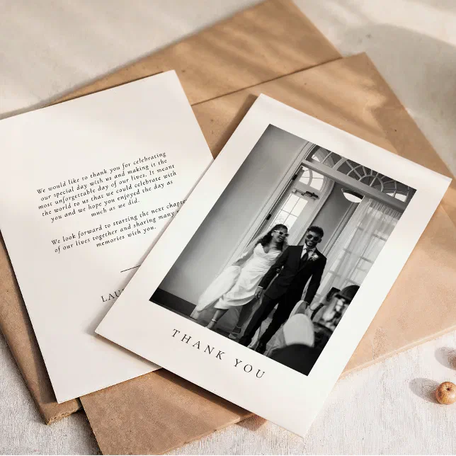 Classic Formal Wedding Photo Thank You Card | Zazzle