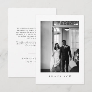 Classic Formal Wedding Photo Thank You Card