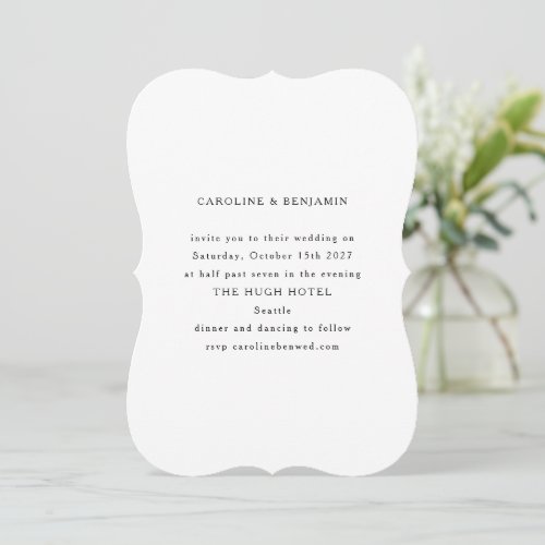 Classic Formal White Black Unique Shape Wedding Invitation