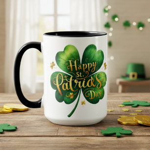 Classic Four Leaf Clover Happy St Patrick's Day Mug