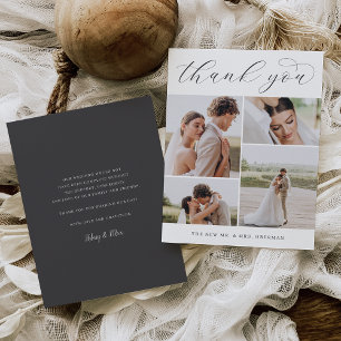 Classic Four Multi Photo Wedding Flat Thank You Card
