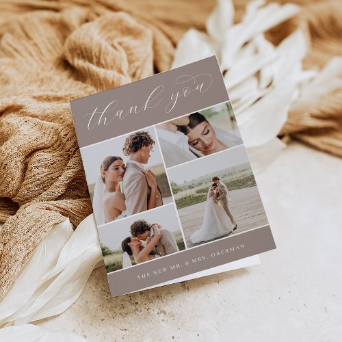 Classic Four  Multi Photo Wedding Folded Thank You Card
