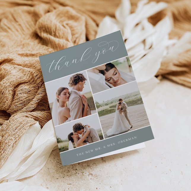 Classic Four | Multi Photo Wedding Folded Thank You Card (Creator Uploaded)