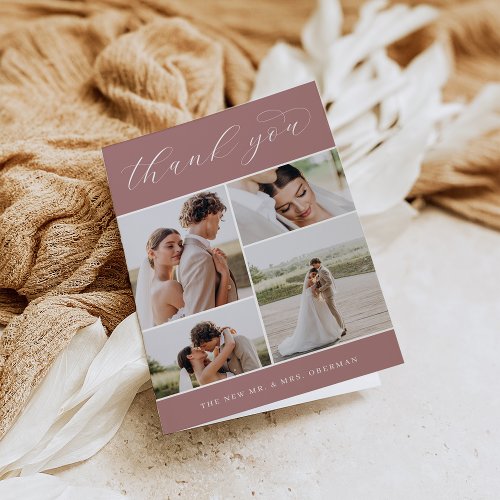 Classic Four  Multi Photo Wedding Folded Thank You Card