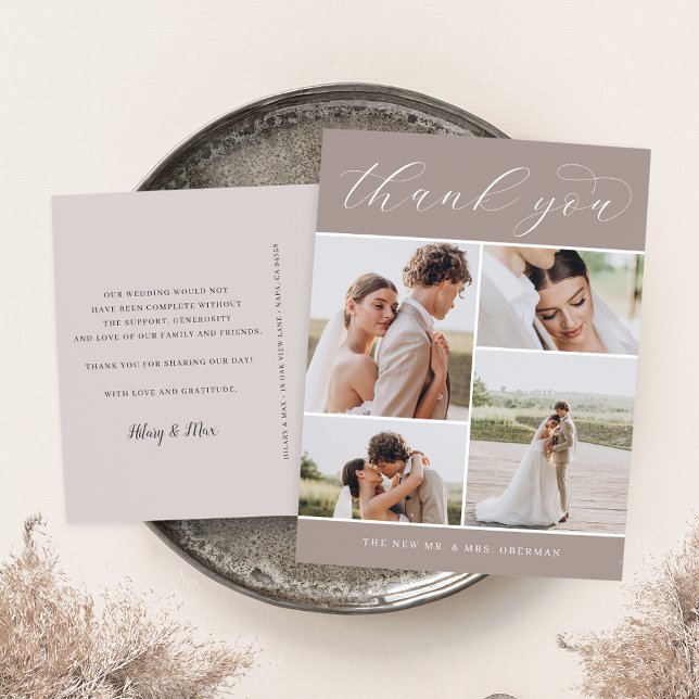Classic Four | Multi Photo Wedding Thank You Postcard (Creator Uploaded)