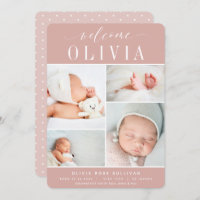 Classic Four | Photo Collage Birth Announcement