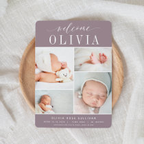 Classic Four | Photo Collage Birth Announcement