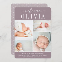 Classic Four | Photo Collage Birth Announcement