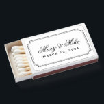 Classic Frame and Script Wedding Favor Matches<br><div class="desc">Custom or personalized matches especially for wedding events - rehearsal,  showers,  receptions. A lovely keepsake or favor for guests featuring cursive names for the couple and the special date. Please don't hesitate to reach out for different color combinations or special wording. Thanks for visiting my Zazzle store!</div>