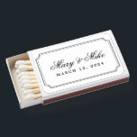 Classic Frame and Script Wedding Favor Matches<br><div class="desc">Custom or personalized matches especially for wedding events - rehearsal,  showers,  receptions. A lovely keepsake or favor for guests featuring cursive names for the couple and the special date. Please don't hesitate to reach out for different color combinations or special wording. Thanks for visiting my Zazzle store!</div>