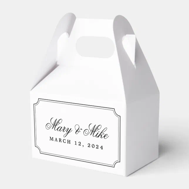 Classic Frame and Script Wedding Sweets Favor Boxes | Zazzle