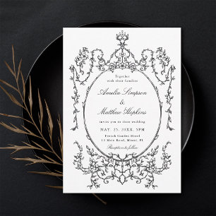 Classic Frame Black and White Wedding Invitation