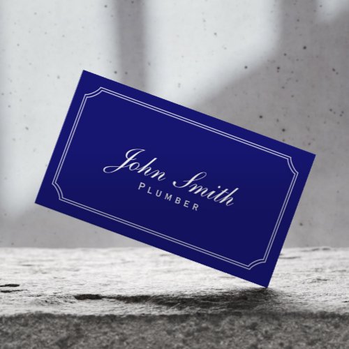 Classic Frame Dark Blue Plumbing Business Card