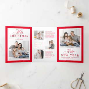 Classic Frame EDITABLE COLOR Trifold Holiday Card