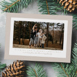 Classic frame neutral beige tweed Christmas photo Holiday Card<br><div class="desc">This simple horizontal Christmas card features one photo on the front surrounded by a classic neutral beige herringbone frame. The festive fabric gives it a wintry vibe and the type allows you to create your own personalized message. The back has a matching tweed pattern (note - no actual texture is...</div>
