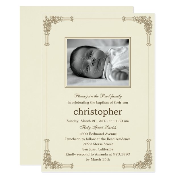 Classic Frame Photo Baptism/Christening Invitation