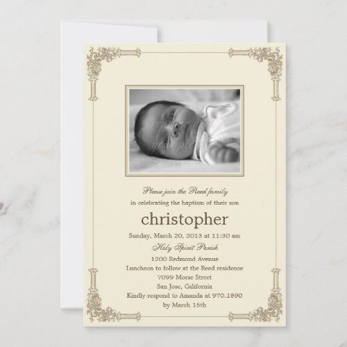 Classic Frame Photo Baptism/Christening Invitation