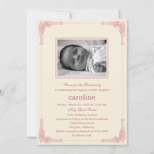 Classic Frame Photo Baptism/Christening Invitation