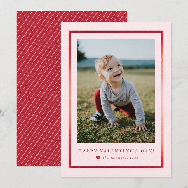 Classic Frame Portrait Photo Valentine's Day Card (Front/Back)