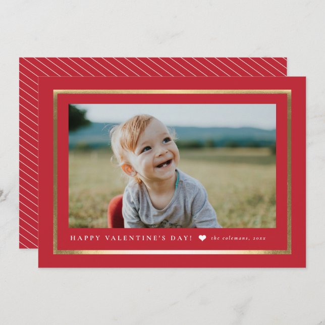 Classic Frame Portrait Photo Valentine's Day Note Card (Front/Back)