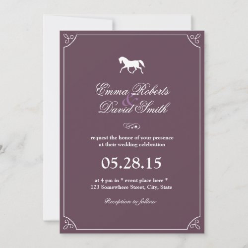 Classic Frame Running Horse Wedding Invitations 5" X 7" Invitation Card