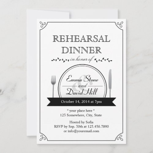 Classic Frame Wedding Rehearsal Dinner Invitations