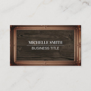 Classic Frame Wood Grain Vintage Business Card