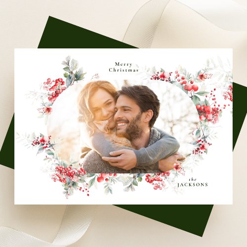 classic frame wreaths photo christmas holiday card