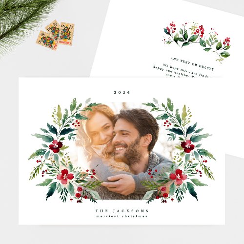 classic frame wreaths photo christmas holiday card