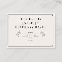 Classic Framed Birthday Invitation Card