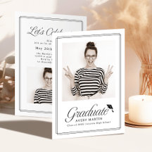 Classic Framed Elegant Script Photo Graduation