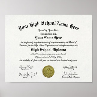 Classic Framed High School Diploma  Poster