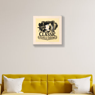 Classic Frames & Shadows Vintage Noir Cinema Canva Wood Photo Tile