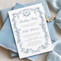 Classic French Blue Floral 90th Birthday Party
