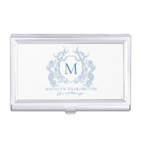Classic French Blue Floral Crest Monogram