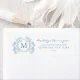 Classic French Blue Floral Crest Monogram Label